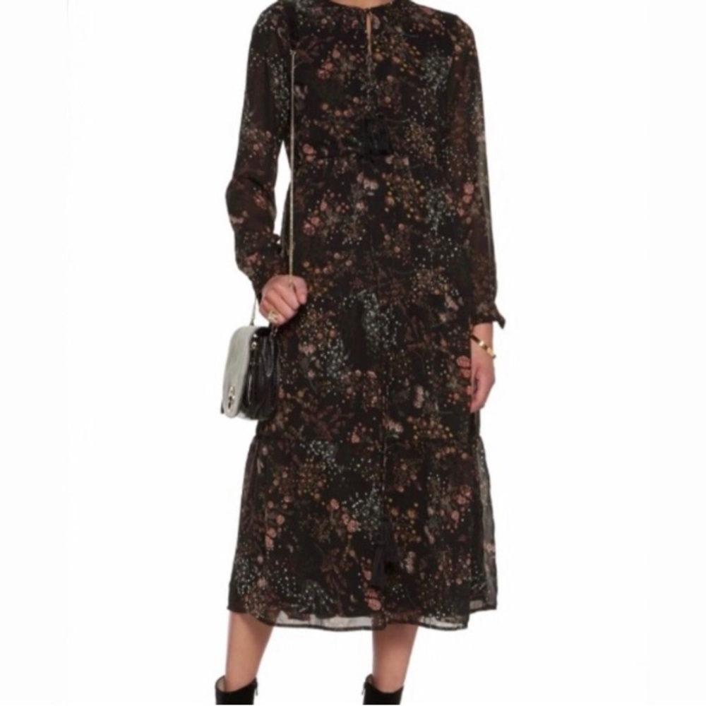 WALTER BAKER Dress Size 10 Maxi Floral Peplum Tie Gypsy
